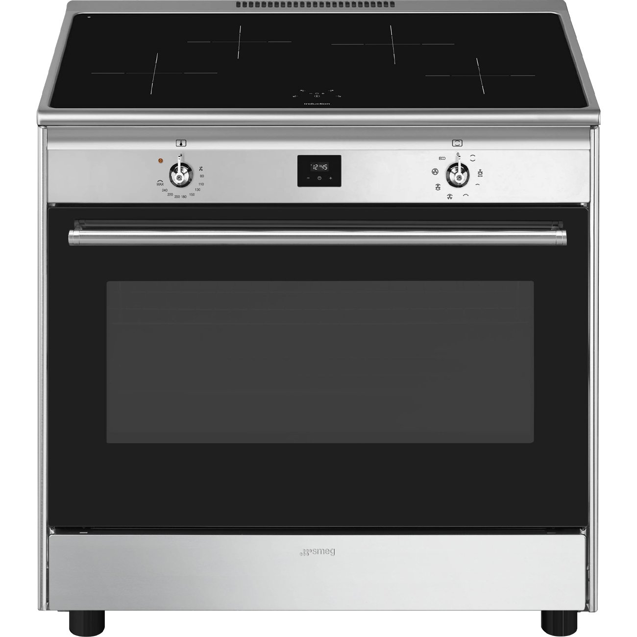Optie SMEG 90 cm vrijstaand Inductiefornuis 'Classico', 4 kookzones, 1 oven, 8 kookfuncties 88.1 - 93.6cm